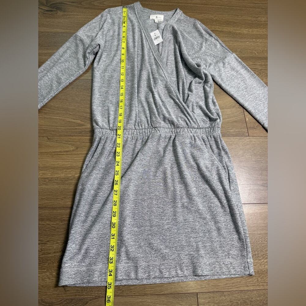 NWT Lou & Grey Soft Knit Surplice Wrap Dress Gray Heathered Long Sleeve Size XS - Picture 7 of 8